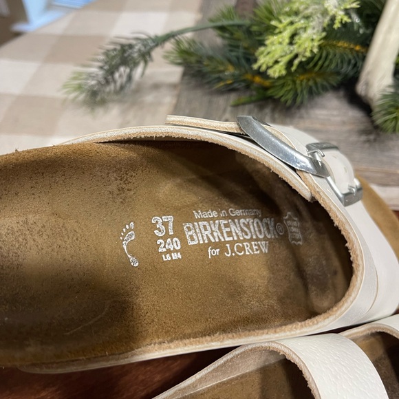 Birkenstock X  J. Crew Arizona White Leather Sandals 37 L 6 M 4 Slip On Germany - Picture 3 of 10